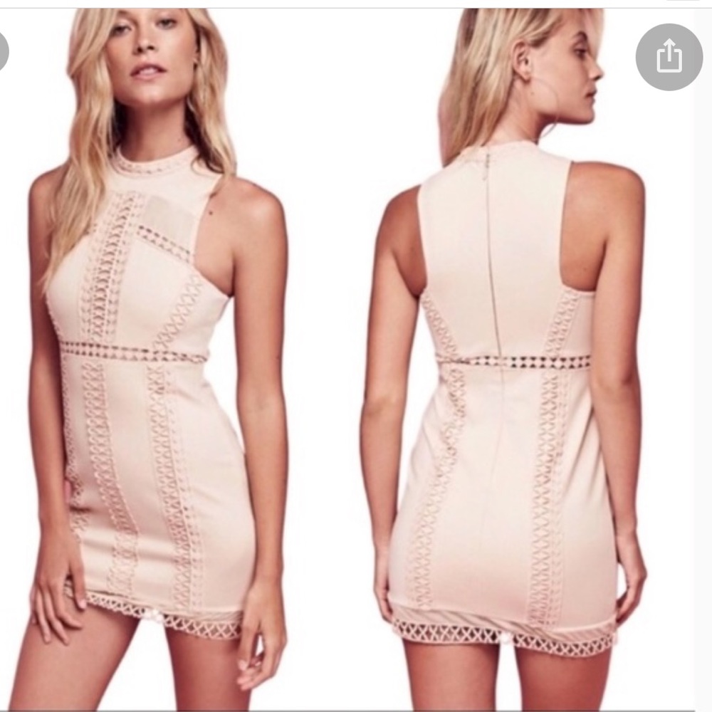 Free People Sky Scraper Nude Body-con Mini Dress